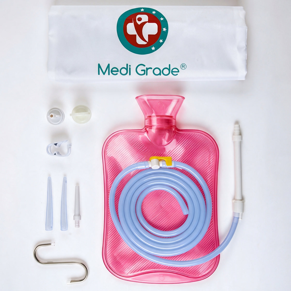 Medi Grade Enema Kit for Adults, 2L Bag for Colonic Irrigation - Pink