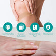 Load image into Gallery viewer, A photo with a hand applying a scar tape on his/her forearm with scar tape and another photo of a scarp tape being applied under the knee