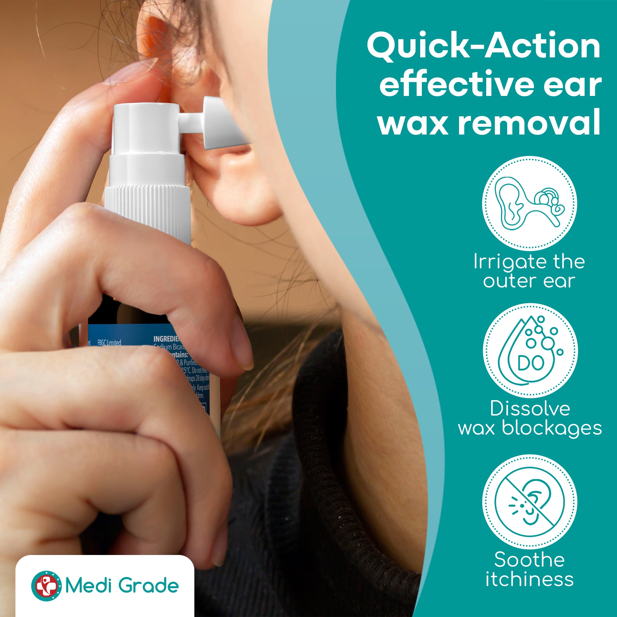 Medi Grade Sodium Bicarbonate Ear Spray - for Blocked Ears and Wax Removal