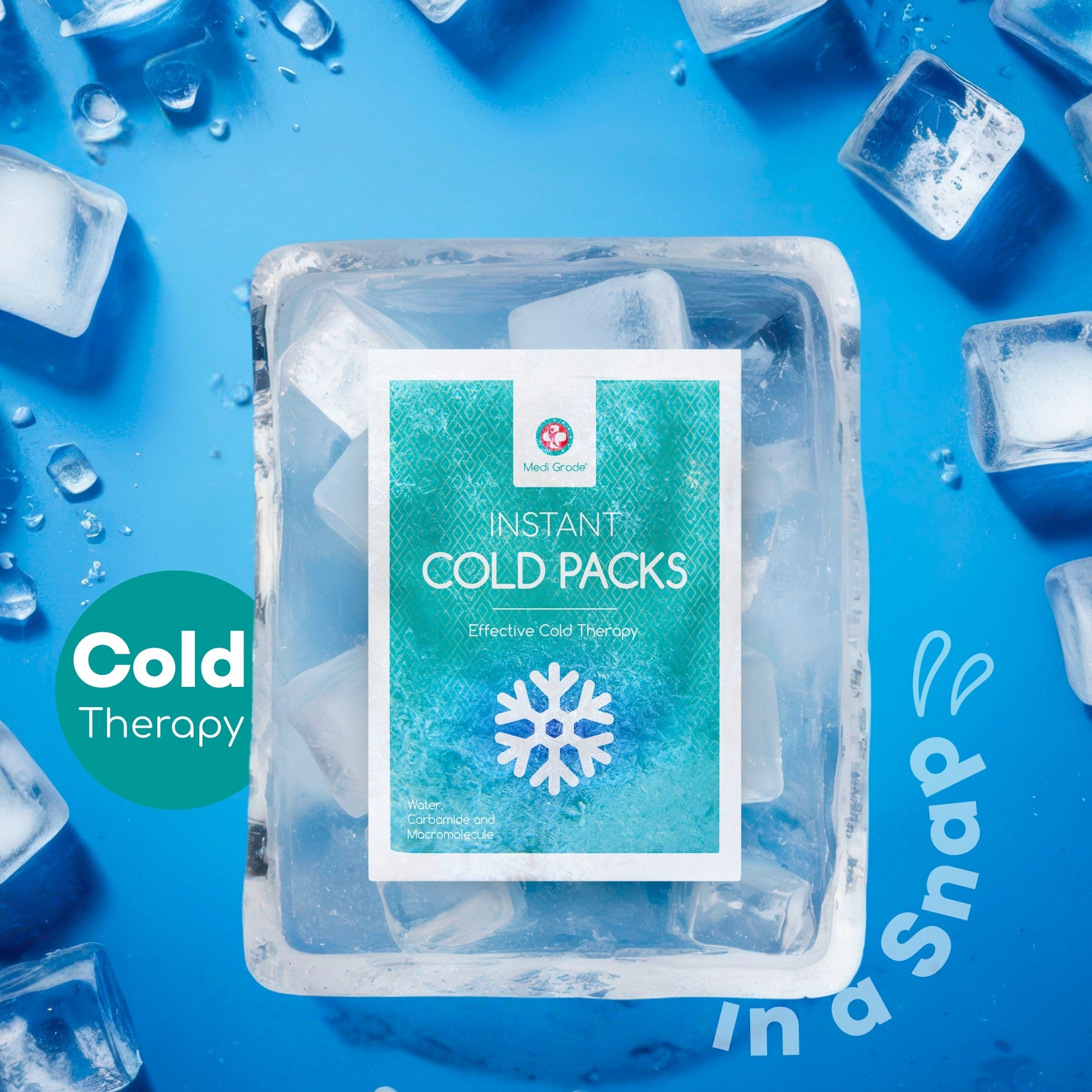 Medi Grade Instant Cold Pack, 50 Packs of 200g (6”x8”) - for Injuries with Stabilisation Band