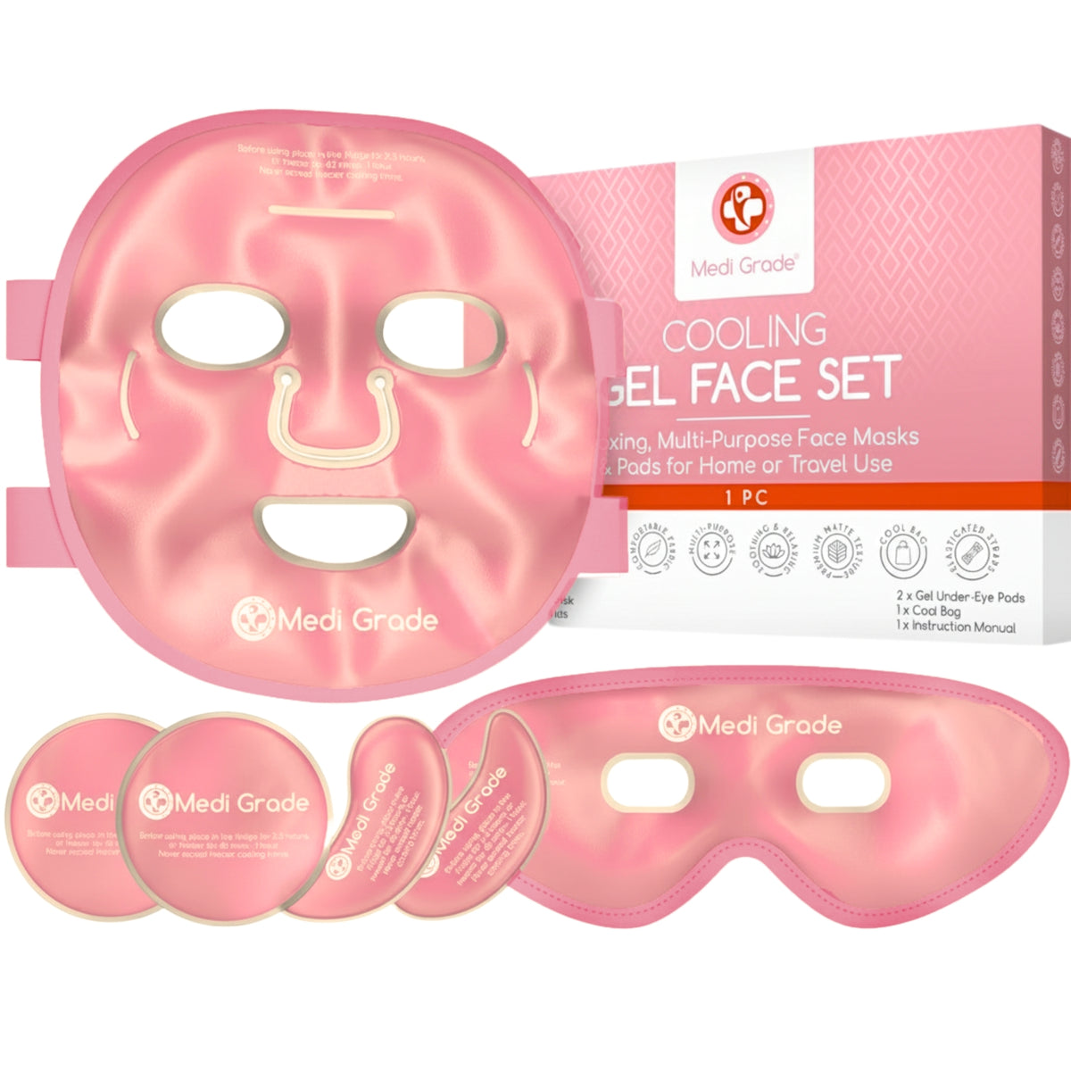 Medi Grade Gel Face Set - Soothe and Rejuvenate Skin, Pink Set