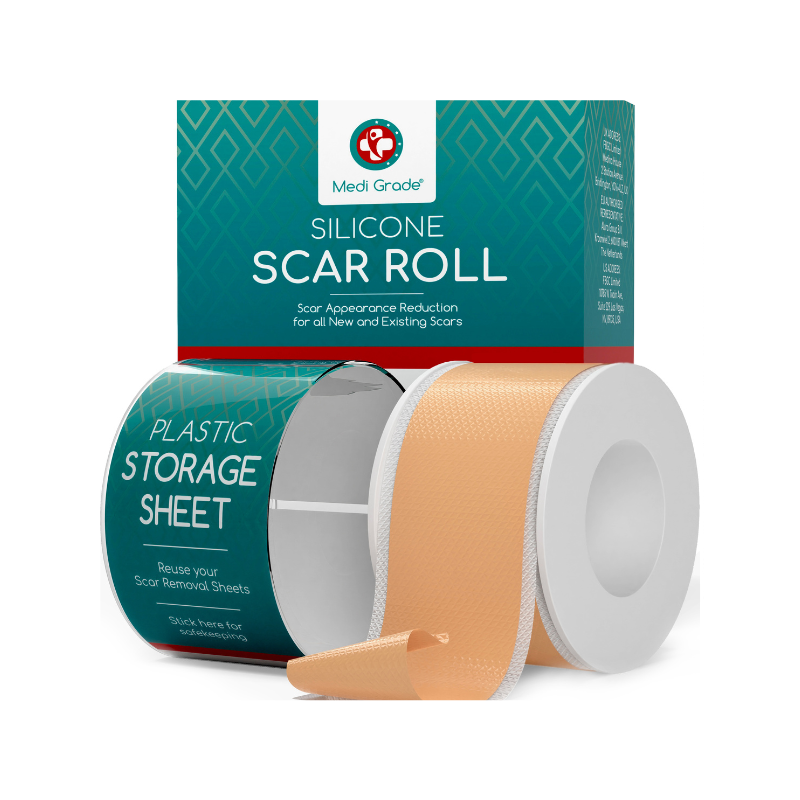 Medi Grade Silicone Scar Tape, 2 Meters, with Hygienic Case - Reusable and Eco-Friendly Silicone Scar Tape