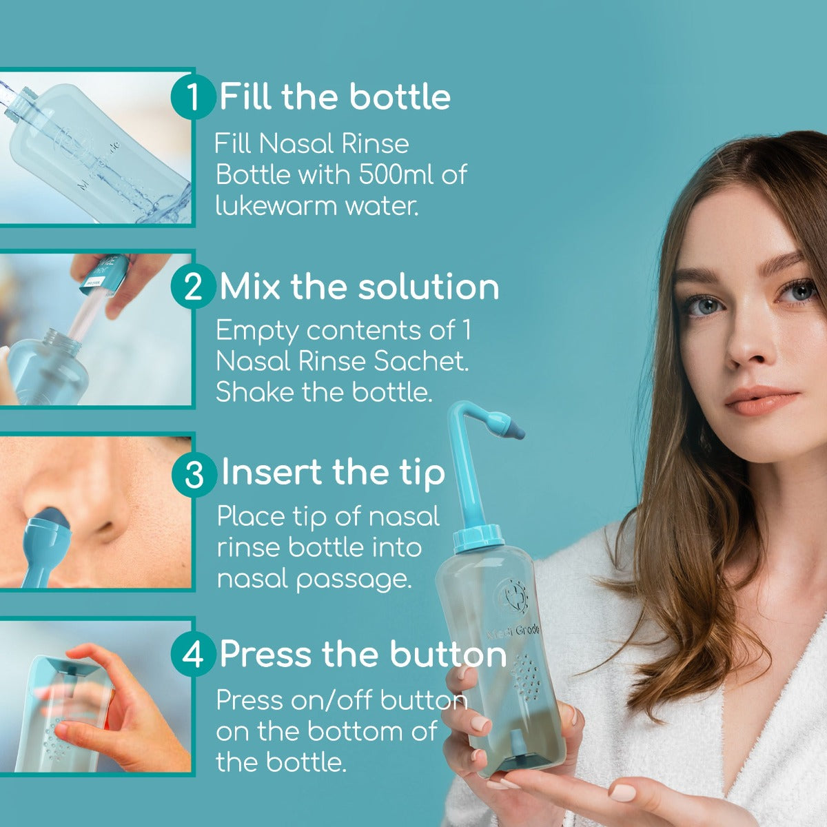 Sinus Rinses Form Medi Grade 500ml Nose Rinse Bottle – Gentle Nasal Rinse at Home