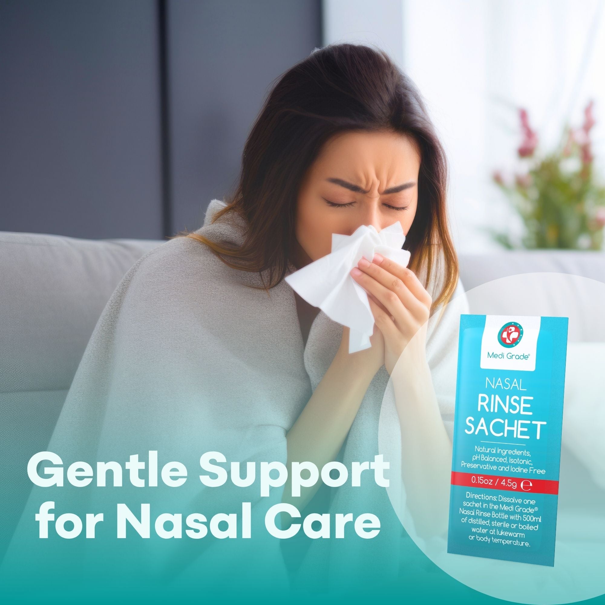 Medi Grade Nasal Rinse 50 Sachets - Gentle Nasal Rinse for Home