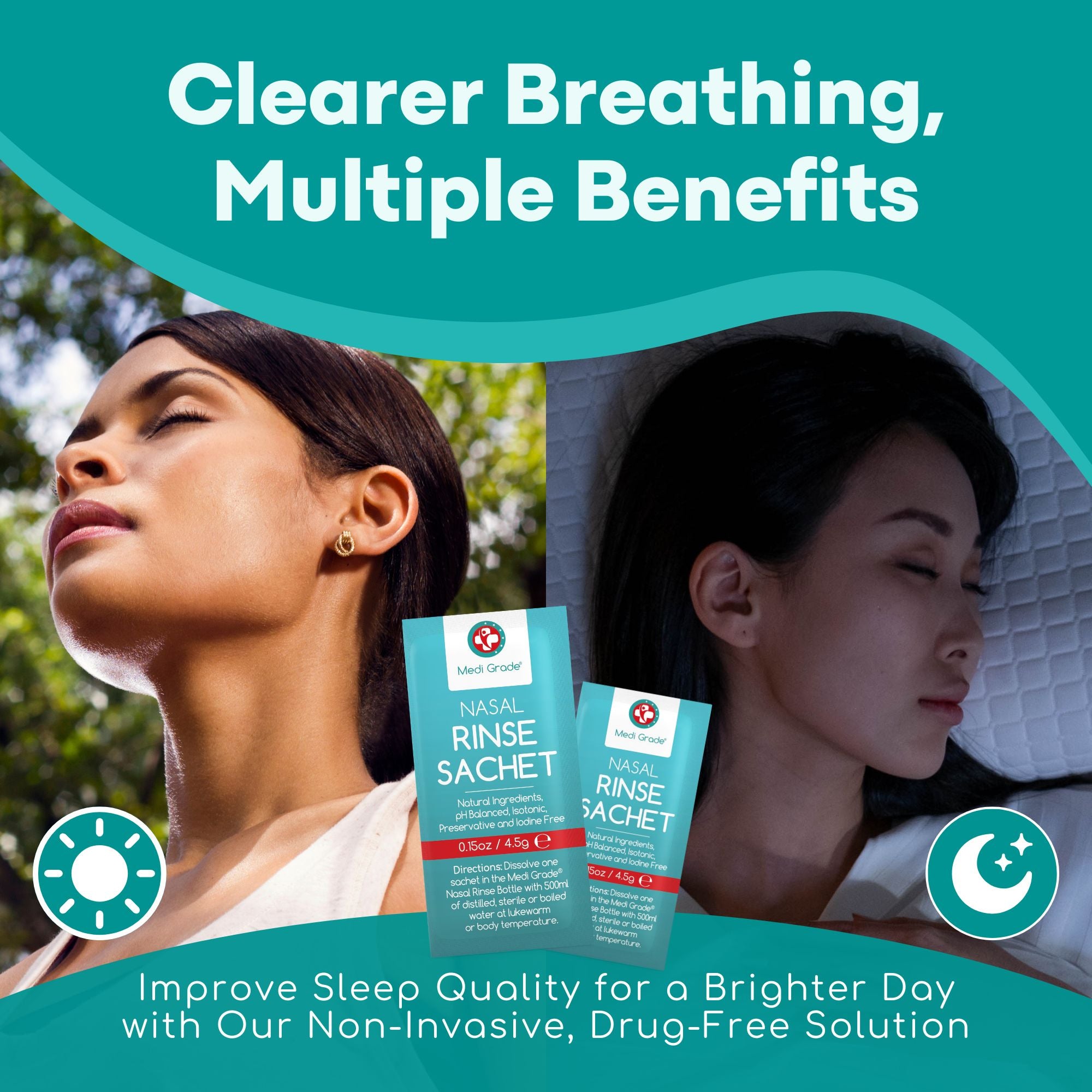 Medi Grade Nasal Rinse 50 Sachets - Gentle Nasal Rinse for Home