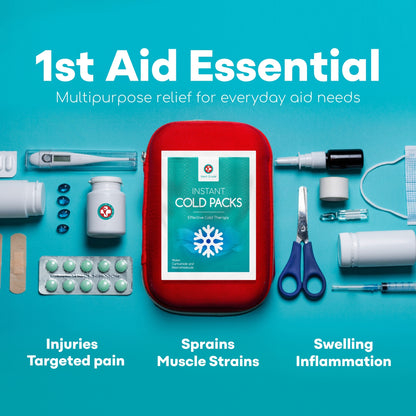 Medi Grade Instant Cold Pack, 25 Packs of 200g (6”x8”) - for Injuries with Stabilisation Band