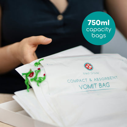 Medi Grade Travel Vomit Bag, Pack of 10 - Disposable Sick Bags