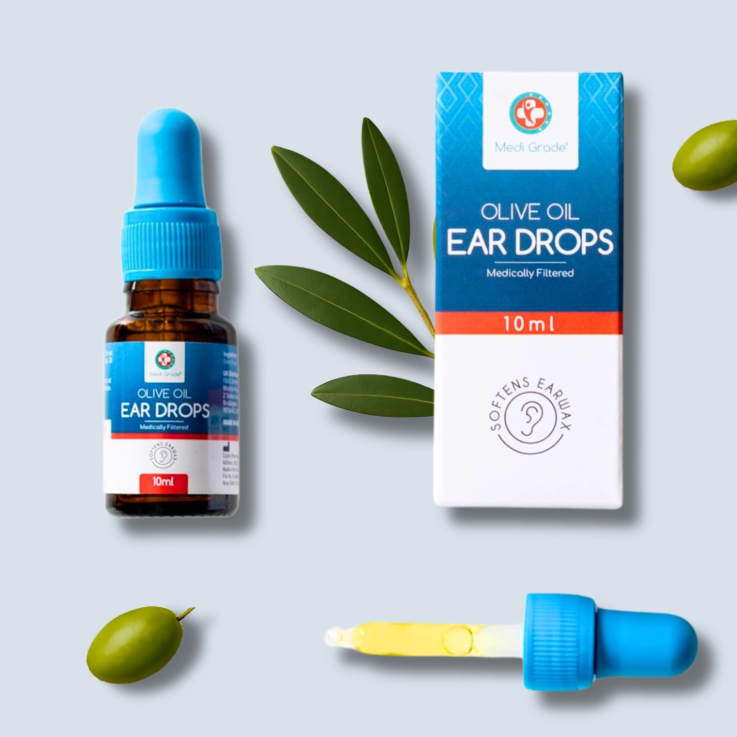 Medi Grade Olive Oil Ear Drops - Drops for Ear Wax Removal