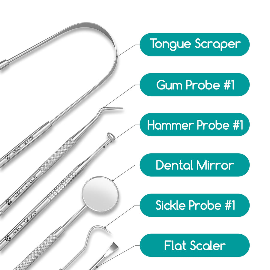 6 different dental hygiene tools