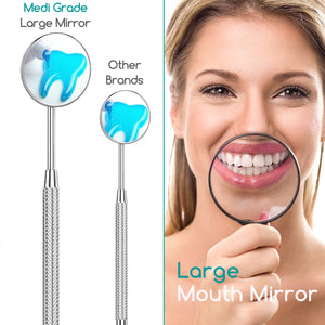 Size comparison of Medi Grade dental mirror and other brands