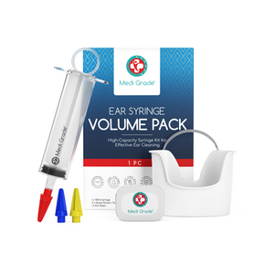 Medi Grade Ear Syringe Volume Pack, ear basin, towel, and its retail box