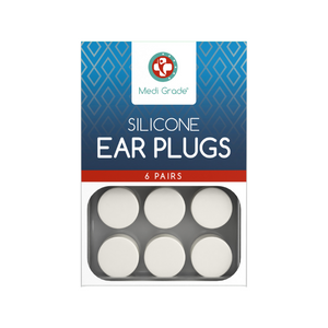 Medi Grade silicone ear plugs inside its retail box